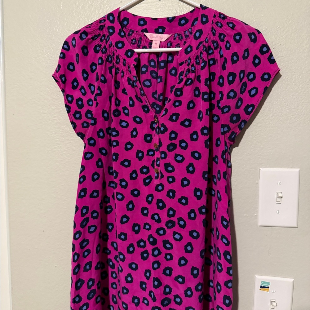 Lilly Pulitzer Pink and Blue Patterned Blouse